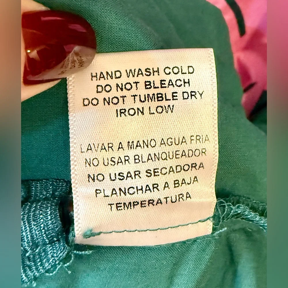 Tuckernuck Hyacinth House Arem Caftan Hunter Green and Pink Floral Size XS - Picture 13 of 13